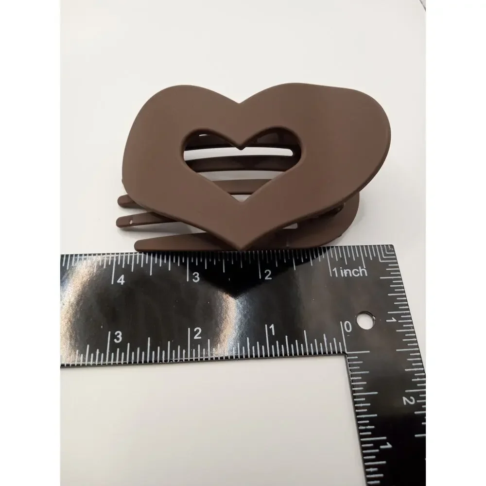 Dark Brown Heart Hair Claw Clip to pull hair back 0914